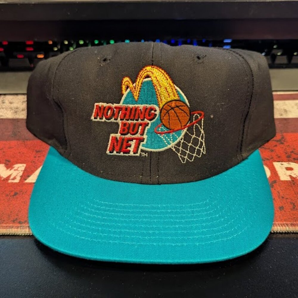 Vintage 1993 McDonald’s Nothing But Net Basketball Adjustable Snapback Hat Black